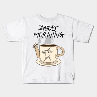 Not Good Morning ))(( Coffee and Cigarettes Mug Design Kids T-Shirt